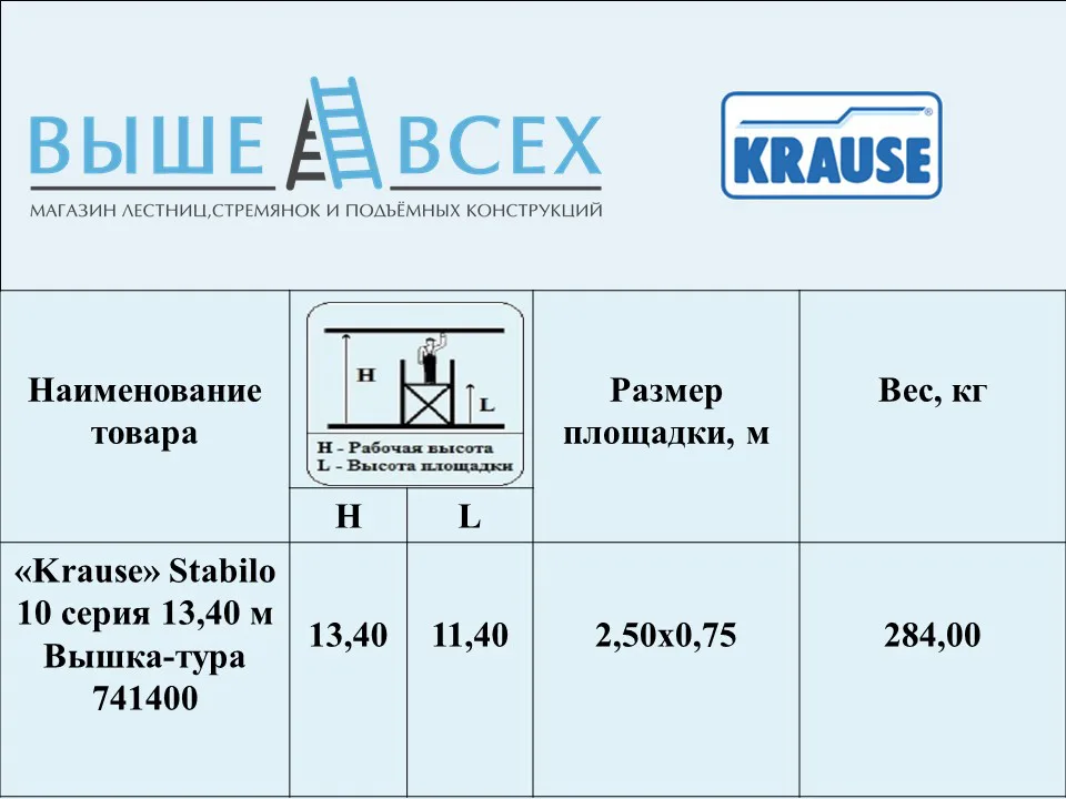 Выше Всех | «Krause» Stabilo 10 серия 13,40 м Вышка-тура 741400