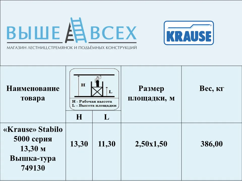 Выше Всех | «Krause» Stabilo 5000 серия 13,30 м Вышка-тура 749130