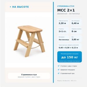 «На Высоте» 2,35 м Стремянка-стул МСС 2х2 ручной работы, декоративная